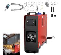 YRHome Chauffe-air diesel 12 V - Chauffage auxiliaire - 8 kW - Avec télécommande LCD et sortie d'air - Pour camion, camping-car, voiture, RV (rouge + noir LCD)