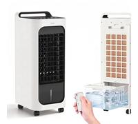 YRHome Climatiseur mobile - Refroidisseur à évaporation - 3 modes - Avec télécommande et minuterie - Réservoir d'eau de 4 l - Roues à 360° - Ventilateur sans tuyau d'évacuation - Avec boîtes en