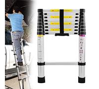 YRHome Échelle Télescopique en Aluminium, Échelle Pliable Multifonction, Extensible Ladder Antidérapante, Échelle Pliante Charge Maximale 150kg, pour Intérieur ou Extérieur - 2,6m - Argent