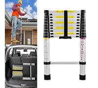 YRHome Échelle Télescopique en Aluminium, Échelle Pliable Multifonction, Extensible Ladder Antidérapante, Échelle Pliante Charge Maximale 150kg, pour Intérieur ou Extérieur - 3,2m - Argent