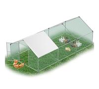 YRHome Enclos de Libre Parcours 3x6x2m, Coop de Poules en Acier Galvanisé, Toit en Pointe, Porte et Verrou de Sécurité, Volière