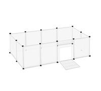 YRHome Enclos en treillis pour lapins, lapins, cochons d'Inde, cage pour petits animaux avec porte, roue libre, enclos pour petits animaux, 145 x 75 x 48 cm Transparent