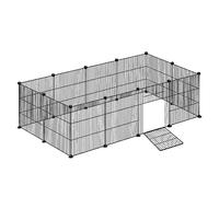 YRHome Enclos en treillis pour lapins, lapins, cochons d'Inde, cages pour petits animaux avec porte, roue libre, enclos pour petits animaux, parc , 142 x 72 x 36 cm, noir