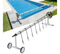 YRHome Enrouleur de Piscine, Système d'Enroulement pour Bâches Solaires, Résistant aux Intempéries, Système d'Enroulement Mobile avec Bandes et roulettes pour Piscines Hors Sol - Longueur 3-5,7m