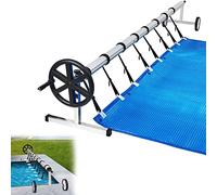 YRHome Enrouleur de Piscine, Système d'Enroulement pour Bâches Solaires, Résistant aux Intempéries, Système d'Enroulement Mobile avec Bandes et roulettes pour Piscines Hors Sol - Longueur 3-5,7m