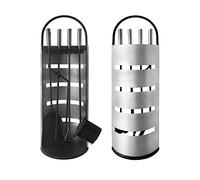 YRHome Ensemble Serviteur de Cheminée avec Poignées en Acier Inoxydable, Outils de Cheminée Comprenant 5 Pièces - Support, Tisonnier, Spatule, Brosse, Pinces - Résistants à la Chaleur - Argenté