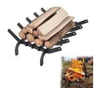 YRHome Grille à bois de cheminée 42 cm - Support pour bois de cheminée - Étagère en bois avec 6 pieds - Support pour bûches de chauffage - Pour l'intérieur et l'extérieur - Noir
