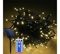 YRHome Guirlande lumineuse solaire d'extérieur 50 m 500 LED blanc chaud avec télécommande - Guirlande lumineuse solaire extérieure - 8 modes - Fonction mémoire - IP65 - Étanche pour mariage, Noël