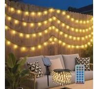 YRHome Guirlande lumineuse solaire LED 50 m 500 LED blanc chaud avec télécommande, 13 modes, minuterie et fonction mémoire, étanche IP44, éclairage de Noël solaire pour jardin, mariage, Noël
