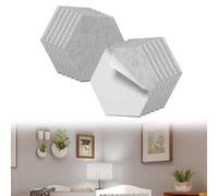 YRHome Lot de 12 panneaux acoustiques hexagonaux autocollants - Isolation acoustique haute densité - Pour studio, bureau, maison - 30 x 26 cm - Gris clair