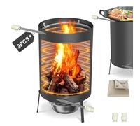 YRHome Lot de 2 tonneaux de chauffage de piscine en acier inoxydable avec spirale chauffante, Ø 32/Ø38 mm, raccord 2 en 1, chauffage pour bois de chauffage, avec tapis de protection contre le feu et