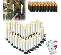 YRHome Lot de 30 bougies de Noël LED sans fil blanc chaud avec télécommande + piles Bougies de Noël sans flamme pour fêtes, sapin de Noël, mariage, anniversaire de mariage