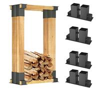 YRHome Lot de 4 supports d'empilage en bois galvanisés à chaud - Support d'empilage stable pour bois de chauffage