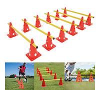 YRHome Lot de 6 Haies, entraînement de Coordination, Sports -12 cônes + 6 poteaux, Hauteur réglable avec Trous, Haies d'agilité, pour Enfants, Poteau : 100 cm, cône Polyvalent : 32 cm
