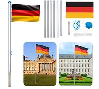 YRHome Mât de drapeau 6,5 m en aluminium avec cordon, manchon de sol, corde de traction, crochet de fermeture, 150 x 80 cm, 5 hauteurs réglables