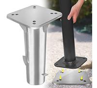 YRHome Pied de parasol universel - Plaque de sol - Douille de sol pour parasol déporté - Pied de parasol de jardin - Manivelle extérieure robuste - Ancrage au sol - Douille de sol - Argenté