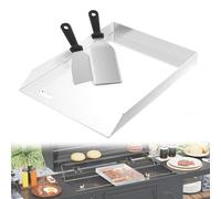 YRHome Plancha Plaque de cuisson 30 x 40 x 4 cm - 4 mm en acier inoxydable pour gaz et charbon de bois, avec spatule et grattoir - Inoxydable, résistante à la chaleur - Universelle pour barbecue