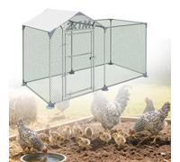 YRHome Poulailler en métal avec toit pointu type PE - Couvercle de toit en tube d'acier galvanisé - Abri de protection pour poules avec clous de sol - Volière pour élevage ferme, jardin (2 x 1 m)