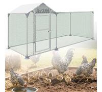YRHome Poulailler en métal avec toit pointu type PE - Couvercle de toit en tube d'acier galvanisé - Abri de protection pour poules avec clous de sol - Volière pour élevage de ferme, jardin (3 x 1 m)