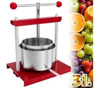 YRHome Presse-fruits, manuel, 3 l, en acier inoxydable, avec poignée rotative, avec support, presse-pommes, vin, maïs, presse-fruits pour fruits, raisins, jus, purée de fruits