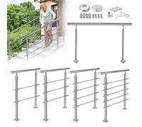 YRHome Rampe d'escalier en acier inoxydable pour escaliers, parapet, intérieur et extérieur, cage d'escalier, balcon, parapet, entrée de maison, jardin (160 cm, 5 traverses) 160cm, 5 Querstreben
