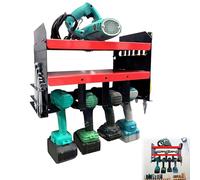 YRHome Rangement d'outils - Batterie - Perceuse à percussion - Support mural pour 4 outils électriques - Étagère murale à 3 couches - Rangement des outils - Tournevis - Armature pour accessoires