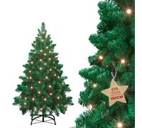 YRHome Sapin de Noël Artificiel avec Éclairage LED 180cm Vert PVC Illuminé avec Guirlande Lumineuse pour Décoration de Noël, INCL. Support
