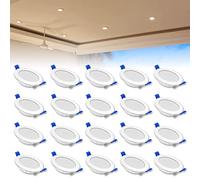 YRHome Spot encastrable LED 230V ultra plat encastrable lot de 20 5W spot encastrable salle de bain aluminium mini spot plafond pour salon chambre et cuisine 20x5W blanc chaud