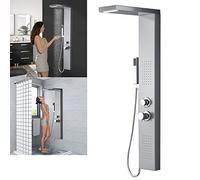 YRHome Système de douche à effet pluie - Panneau de douche en acier inoxydable - Avec douchette à main - Mitigeur de douche à effet pluie - Douche de massage - Douche à main - Douche cascade - Sliber