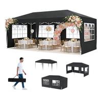 YRHome Tonnelle pliable, 3 x 6 m, étanche, stable, pliable, avec 6 parois latérales, protection anti-UV, pour mariages, loisirs, fêtes dans le jardin, anthracite