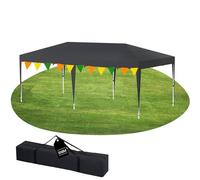 YRHome Tonnelle pliable 3 x 6 m - Hauteur réglable - Imperméable et stable - Résistant à l'hiver - Tente de jardin - Protection UV - Tissu Oxford 210D - Avec sac - Anthracite sans parois latérales