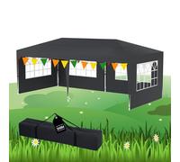 YRHome Tonnelle pliante 3 x 6 m avec 6 parois latérales, hauteur réglable, étanche, stable, résistante à l'hiver, pliable, pop-up, tente de jardin, protection UV, tissu Oxford 210D, avec sac