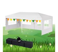 YRHome Tonnelle pliante 3 x 6 m avec 6 parois latérales, hauteur réglable, étanche, stable, résistante à l'hiver, pliable, pop-up, tente de jardin, protection UV, tissu Oxford 210D, avec sac, blanc