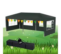 YRHome Tonnelle pliante 3 x 6 m avec 6 parois latérales, hauteur réglable, étanche, stable, résistante à l'hiver, pliable, pop-up, tente de jardin, protection UV, tissu Oxford 210D, avec sac, vert