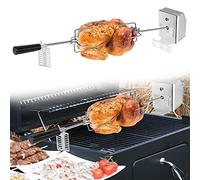 YRHome Tournebroche électrique de 107 cm - 2 piques à viande - Moteur 220-240 V - Pour rôtissoire à poulet - Kit de rôtisserie universel pour barbecue à gaz