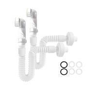 Yrichtra Siphon de 1 1/4", Set de 2, Économiseur d'espace, Siphon Lavabo Extra Plat Réglable, Tuyau de Vidange Flexible, Anti-Odeurs, Siphon Evier Cuisine et Salle de Bain, Blanc