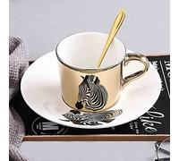 YRJHF Ensemble tasse à thé et soucoupe en forme de cheval, tasse créative faite à la main, tasse papillon, la réflexion bougera avec la rotation de la tasse (zèbre)