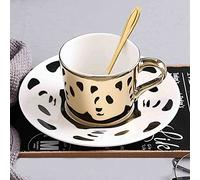 YRJHF Ensemble tasse à thé et soucoupe motif cheval, tasse créative faite à la main, tasse papillon, la réflexion se déplace avec la rotation de la tasse (panda)