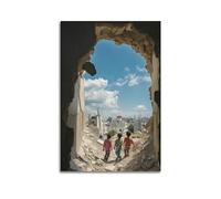 YRNQ Poster sur toile représentant les enfants dans les ruines et la guerre israélienne palestinienne 60 x 90 cm
