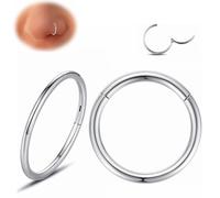 Yrogcu Anneau de nez, lèvre, septum-clicker : 8 g, 10 g, 12 g, 14 g, 16 g, 18 g, 20 g, diamètre : 6 mm, 8 mm, 10 mm, 12 mm, 14 mm, 16 mm, Argent sterling Acier inoxydable Titane, Zircon cubique