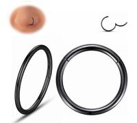Yrogcu Anneau de nez, lèvre, septum-clicker : 8 g, 10 g, 12 g, 14 g, 16 g, 18 g, 20 g, diamètre : 6 mm, 8 mm, 10 mm, 12 mm, 14 mm, 16 mm, Argent sterling Acier inoxydable Titane, Zircon cubique