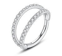 Yrogcu Anneau de nez, lèvre, septum-clicker : 8 g, 10 g, 12 g, 14 g, 16 g, 18 g, 20 g, diamètre : 6 mm, 8 mm, 10 mm, 12 mm, 14 mm, 16 mm, Argent sterling Acier inoxydable Titane, Zircon cubique