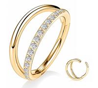 Yrogcu Anneau de nez simple ou double en acier inoxydable avec charnière sans couture - Diamètre : 6 mm, 8 mm, 10 mm, 12 mm, Acier inoxydable, zirconium carré