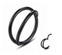 Yrogcu Anneau de nez simple ou double en acier inoxydable avec charnière sans couture - Diamètre : 6 mm, 8 mm, 10 mm, 12 mm, Acier inoxydable, zirconium carré