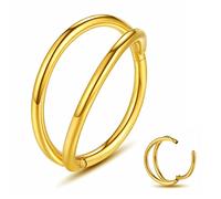 Yrogcu Anneau de nez simple ou double en acier inoxydable avec charnière sans couture - Diamètre : 6 mm, 8 mm, 10 mm, 12 mm, Acier inoxydable, zirconium carré