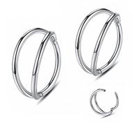 Yrogcu Anneau de nez simple ou double en acier inoxydable avec charnière sans couture - Diamètre : 6 mm, 8 mm, 10 mm, 12 mm, Acier inoxydable, zirconium carré