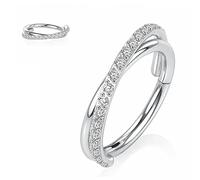 Yrogcu Anneau de nez simple ou double en acier inoxydable avec charnière sans couture - Diamètre : 6 mm, 8 mm, 10 mm, 12 mm, Acier inoxydable, zirconium carré
