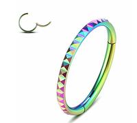 Yrogcu Anneau de nez simple ou double en acier inoxydable avec charnière sans couture - Diamètre : 6 mm, 8 mm, 10 mm, 12 mm, Acier inoxydable, zirconium carré