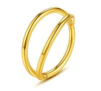 Yrogcu Anneau de nez simple ou double en acier inoxydable avec charnière sans couture - Diamètre : 6 mm, 8 mm, 10 mm, 12 mm, 16g-Dia.8mm, Pierre, zicron