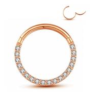 Yrogcu Anneau de nez simple ou double en acier inoxydable avec charnière sans couture - Diamètre : 6 mm, 8 mm, 10 mm, 12 mm, Acier inoxydable, zirconium carré